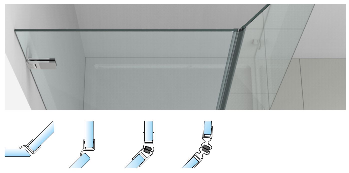Vertikální profil pro spoj sklo-sklo 135 °