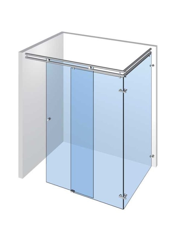 Speciální sprchy s 1 dveřmi a 2 pevnými panely