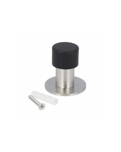 Nerezový doraz dveří s černou gumovou hlavicí průměr 22 x 50 mm