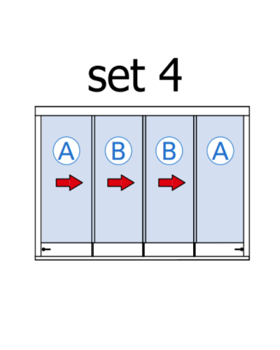 Skládací stěna pro 4 posuvná křídla