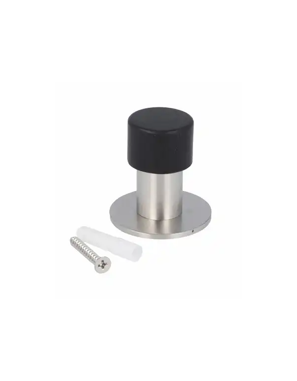 Nerezový doraz dveří s černou gumovou hlavicí průměr 22 x 50 mm