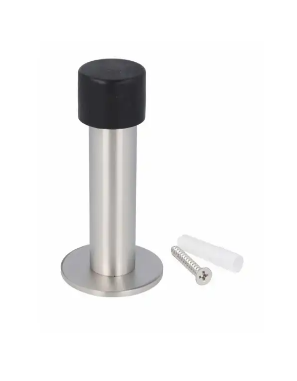 Nerezový doraz dveří s černou pryžovou hlavicí průměr 22 x 85 mm