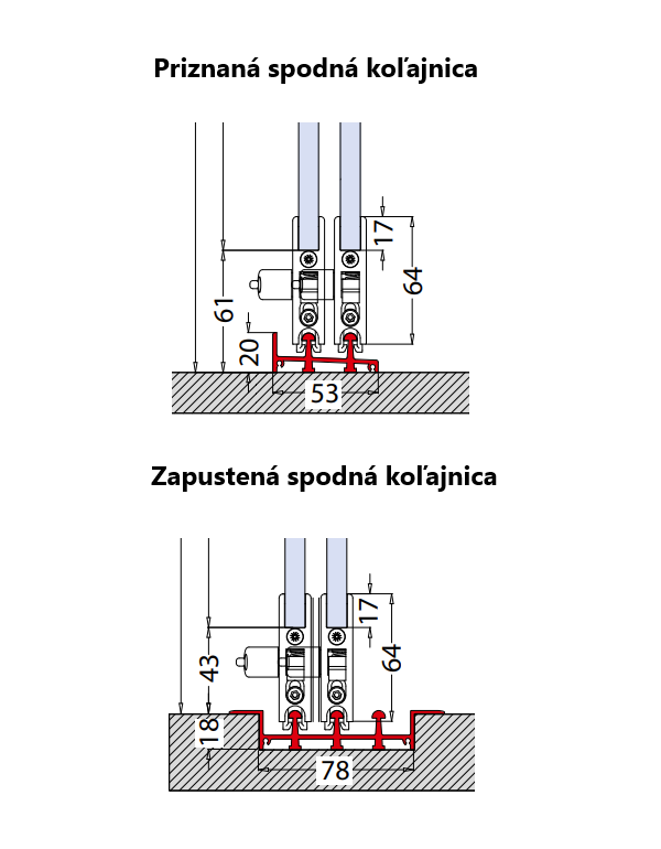 Skládací stěna pro 2 posuvná křídla