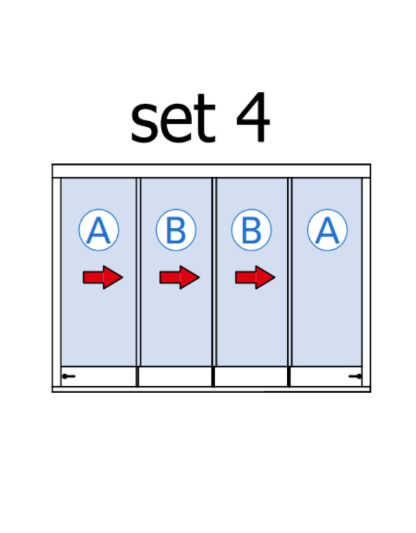 Skládací stěna pro 4 posuvná křídla