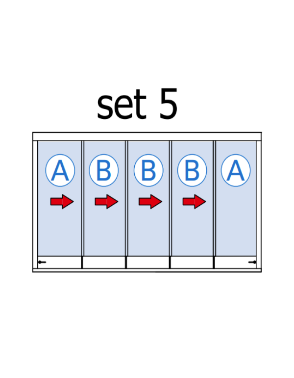 Skládací stěna pro 5 posuvných křídel