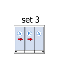 Skládací stěna pro 3 posuvná křídla