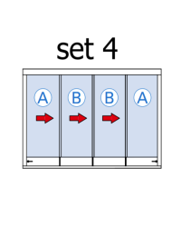 Skládací stěna pro 4 posuvná křídla